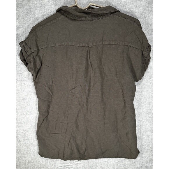Thread & Supply Womens Small Slate Green  Shirt Rayon Linen Button Up Cap Sleeve - Picture 4 of 6